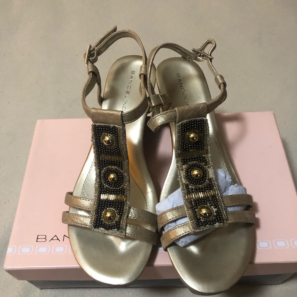 Bandolino Gold Wedge Heels Women's Shoes 7 M